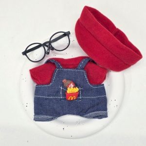 Labubu McDonalds 17cm Working Overalls Set Vinyl Doll Clothes Replacement Sweet Cute Trendy Labubu Cotton Fabric Doll Clothes