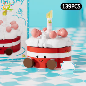 HUIQIBAO | HUIQIBAO Mini Cartoon Birthday Cake Dessert Design Building Block Set Girls DIY Adult Model Micro Bricks Educational Toys Gift