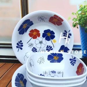 MURAH PAKET ISI 6 PCS CAMPUR MELAMIN MOTIF PIRING DAN MANGKUK TEBAL