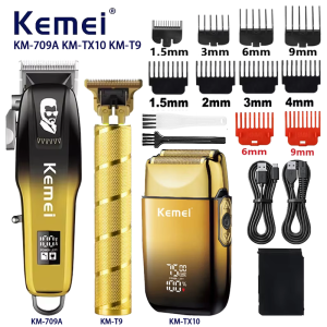 Kemei | Kemei KM-TX10 KM-709A T9 Professional Electric Hair Clippers Beard Clipper Rechargeable Mens Shaver Hair Trimmer Kit Men