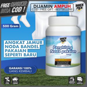 QUICKPICK PENGHILANG NODA PAKAIAN [GRATIS ONGKIR] 500GR Cloth Stain Remover Serbuk Bubuk Pembersih Tinta Kuning Kotoran Membandel Jamur di Kain Sarung Bantal Fabric Cleaner Pemutih Baju Kerah Kaos Powder OXY DETERGENT Not Loxus Unikleen Wiselie