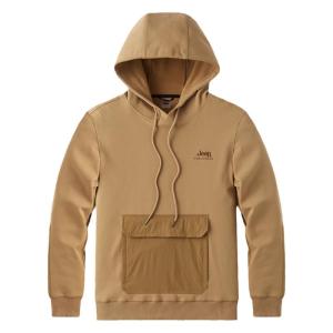 Jeep | Jeep American Style Fleece Lined Hoodie Mens Embroidered Large Pocket Workwear T-Shirt Breathable Casual Wear Polyester Fabric