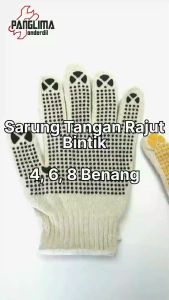 Sarung Tangan Rajut Bintik 4 6 8 5 Benang MotorPabrik Bangunan Serbaguna Tebal Pelindung Cover Katun 1 Set Sepasang