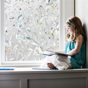 3D Tulip Window Privacy Film Frosted Glass Film Stained Glass Window Film Bathroom Window Frosting Film Privacy for Home Office