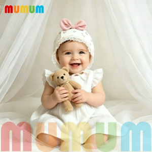 MUMUM Newborn Baby Bowtie Bonnet Hat for 0-12month -Protect Fontanelle- Baby Sunshade Cap