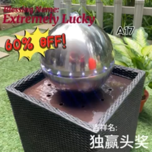 SG Ready Stock Floor Round Ball Standing Water Fountain Water Feature Fengshui Display With LED Lights
