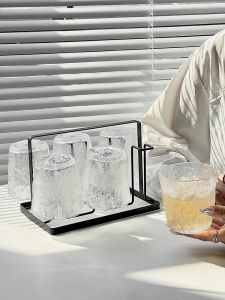 Bộ Cốc Thủy Tinh Đá Cầu Phong Cách Scandinavia Có Ngăn Đựng Cốc Cho Phòng Khách Gia Đình Bộ Đồ Nước Cho Khách Hình Tròn Xuyên Thấu Màu Sắc