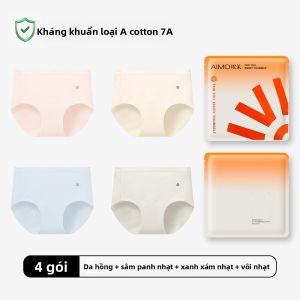 Quần lót tam giác AIMO cho nữ vải cotton nguyên chất kiểu cạp vừa thoải mái thoáng khí kháng khuẩn