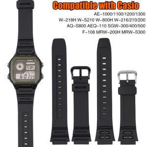 Strap for Casio G-Shock AQ-S810W F-108 W-735H W-216H SGW-300 AE-1000W AE-1200 Black Rubber Silicone Watch Band Bracelet 18mm