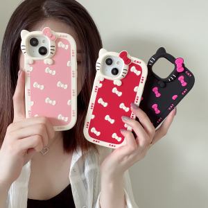 Sanrio | INS Style Hello Kitty Lens Phone Case For iPhone 17 16 15 14 13 12 11 Pro Max 17 Pro Cartoon Kitty Bowknot Shockproof Back Cover