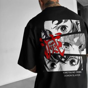 Oversized Mens T-shirt Demon Slayer Anime Print Summer trendy Women Short Sleeve Graphic Tee Streetwear Casual Tops Y2k Clothes