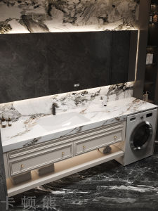 French Style Solid Wood Bathroom Cabinet Combination Laundry Sink Vanity Top Rubber Wood Material Wash Basin Toilet Cabinet