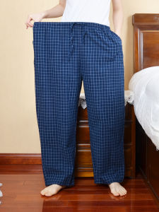 Ultra-Lightweight Pure Cotton Sleep Pants Men Women Loose Fit Home Leisure Plaid Pattern Large Size Comfortable Breathable