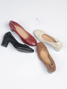 French Bow Round Toe High Heels Soft Sole