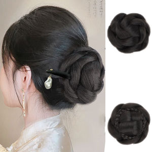 สังเคราะห์หัววิกผมดอกไม้ Bud ผม Hairpin Bun กลับหัว Pad กระเป๋าผม Hanfu สไตล์โบราณ Cheongsam Bun วิกผม