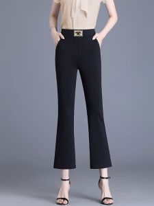 High Waist Flared Pants Womens Summer Thin New Style 150 Height Enhancing Slimming Versatile Nine-Tenths Black Pants