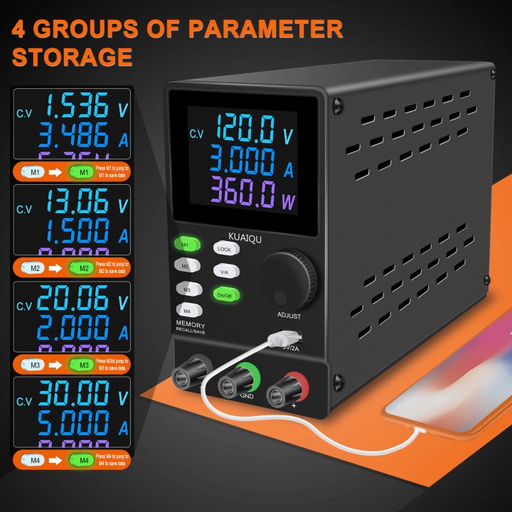 KUAIQU Adjustable Laboratory DC Power Supply 30V 10A Voltage Regulator