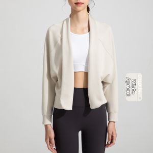 Lenzing Modal Fall Winter Air Layer Bare Feel Loose Open Front Womens Long Sleeve Yoga Top