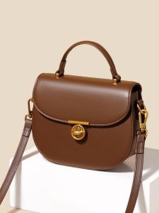 Versatile City Simple Style Lock Buckle Closure Crossbody Bag Single Shoulder Saddle Bag Womens Fashion Small Handbag