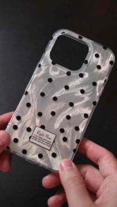 Ốp Tráng Gương Chấm Bi Kèm Dây Đeo Sang Trọng Cho Điện Thoại iPhone 17 Pro Max 16 15 14 13