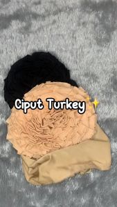 Scrunchie Hijab Kerucut Brukat dengan Gagang Berwarna Hitam/Putih