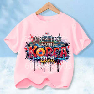 Korea Flag Retro Style Graphic Children Shirt Kid Boys Girls Summer Cotton Short Sleeve Little Soccer Fan Casual Daily Wear