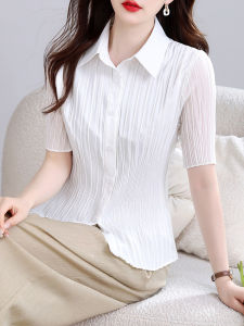 DAIXIANGFEIZI | Áo Blouse Phối Hợp Trắng Elegent Được Yêu Thích