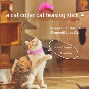 New hot product collar for cat teaser self-entertainment cat toy neck collar feather bell cat toy pet supplies