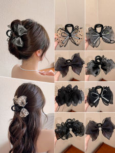 Polka Dot Butterfly Knot Hair Clip Womens New 2024 High-End Bubble Shark Clip Hair Accessories for Back of Head And Hair Decorations