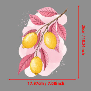 Lemon Branch Pink Leaves Art Print Thermal Heat Transfer Sticker DIY Washable Iron-On Patches For Clothes T-shirt Applique Decor