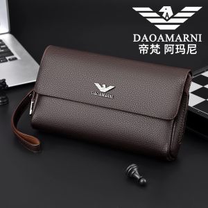 Luxury Genuine Leather Mens Clutch Bag Top Layer Cowhide Handbag with Password Lock Trendy Business Casual Small Size