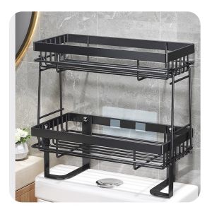 Bathroom Toilet Storage Rack No Drilling Iron Art Elegant Style Bathroom Organizer for Toilet above Mirror Makeup Room