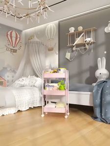 3 Tier Multifunction Storage Trolley Rack Office Shelves Home Kitchen Rack With Plastic Wheel Kitchen Office Home Book Baby Toys Rak Troli