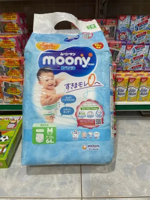 Tã quần MOONY Nhật Bản cao cấp . Size M 6-12 kg - 64 miếng