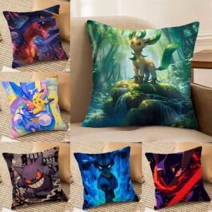 Bandai | Pokemon Ghost Type Collection Anime Plush Pillow Cover Soft Short Plush Cushion Cover For Sofa Bedroom Decor Gift