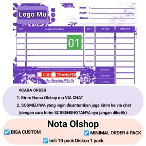 NOTA OLSHOP ( FREE CUSTOM ) NOTA TOKO BUKTI KWITANSI PEMBAYARAN OLSHOP MURAH FREE DESIGN