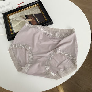 Ultra-Soft Ultra-Fine  Silk Triangle Panties for Girls Comfortable Mid-High Waist Briefs with Lace Edges Breathable