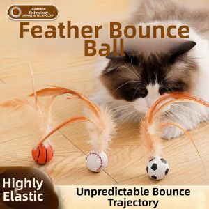 Bouncing Ball with Feathers For Cat Entertainment and Exercise