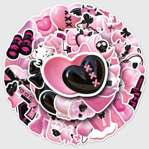 Cute Graffiti Black And Pink 50 Sheets 3D Stickers Adorable Girl Scrapbooking Decorative Shell Luggage Sticker Paper