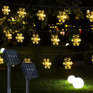 Outdoor Solar Snowflake Light String Garland Lighting Garden Christmas Tree Holiday Wedding Party House Inner Court Decoration