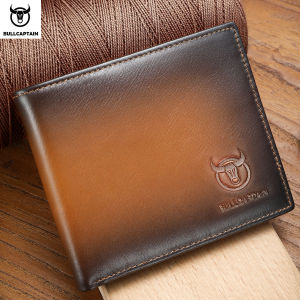 BULLCAPTAIN RFID Blocking Mens Leather Wallet Bifold Slim Wallet Multi-card Card Holder ID Wallet QB 05