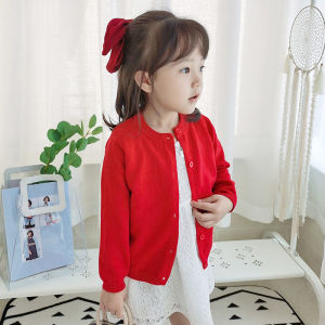 Girls Knitted Open Cardigan Spring Autumn Lightweight Outerwear Baby Red Sweater Coat Childrens Fashionable Winter Top