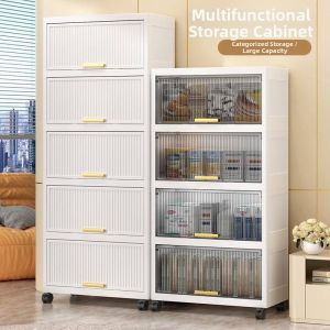 Foldable Home Storage Cabinet No Installation Required Multi-Purpose Plastic Layers