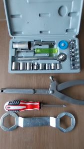 Paket Kunci Shock Set Gagang Krek HDT & Kunci Sok 21 Pcs Kunci Treker CVT Matic + Kunci Tahanan Mur Kopling 39 x 41 mm Bonus Obeng Bolak Balik Magnet