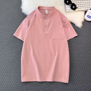 Summer Thin Short Sleeve Polo Shirt Mens Trendy Half Sleeve Pure Color Ice Silk Stand Collar Top Youth Popular Daily Wear