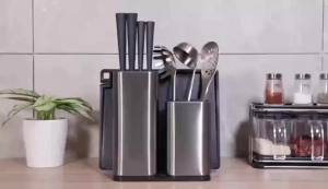 Stainless steel knife holder simple and modern kitchen drainage countertop storage rack spoon and chopstick storage