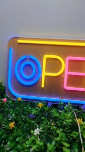 ป้ายไฟ OPEN-เเนวนอน พื้นใส ป้ายไฟหน้าร้าน ป้ายไฟ Led ป้ายไฟนีออน ประหยัดไฟ ใช้ปลั๊กไฟ บ้าน เพิ่มเอกลักษณ์สีสัน สวยงาม