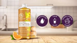 DR. JACOBS NATURALS ORANGE & GINGER ALL IN 1 CASTILE SOAP 32oz - Made in USA - Clean and Invigorating scent. Concentrated and biodegradable