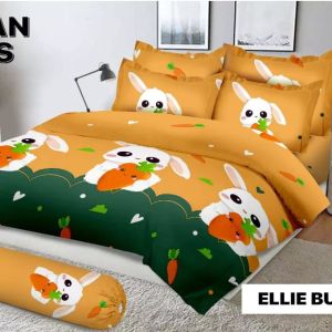 sprei motif Bunny karakter anak bunga set 2 sarung bantal 1 sarung guling bahan katun halus lembut adem tidak pudar