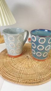 กาแฟแก้วมัค สไตล์ญี่ปุ่น เซรามิค สีน้ำเงินและสีเทา